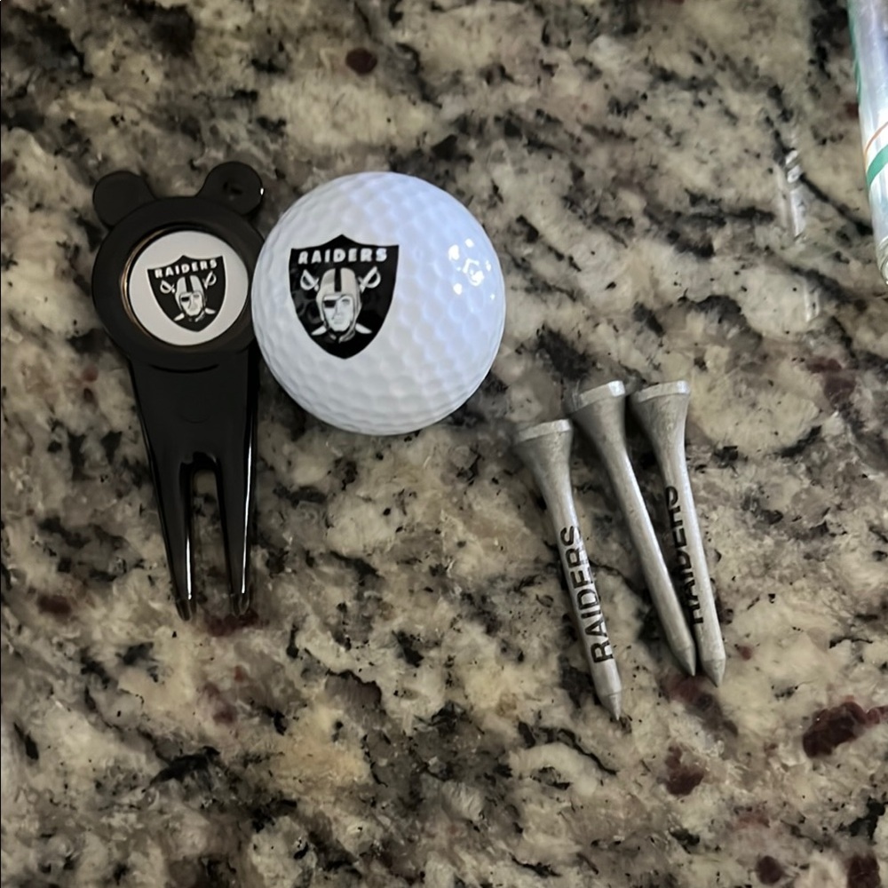 NFL Raiders Golf Ball and Tee Set - Black and White